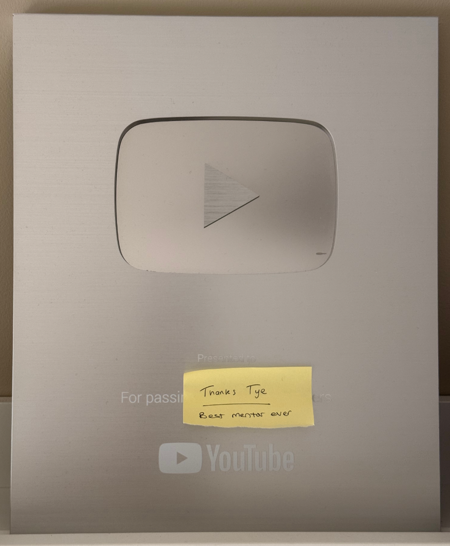 Louis's YouTube Silver Play Button award